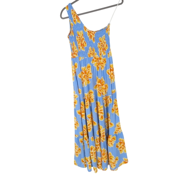 Abel the Label Floral Maxi Dress Blue Yellow SZ Medium - Picture 4 of 6
